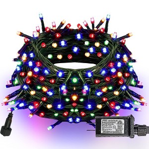 Dazzle Bright 300 LED Christmas String Lights, 100 FT Connectable Waterproof String Lights Green Wire with 8 Modes Multi Colored - 1 of 4