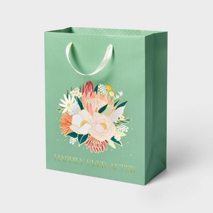 Wedding 'Happily Ever After' Large Gift Bag - Spritz™: Botanical Floral, Bridal Shower, FSC Certified, 12.75" - 1 of 3