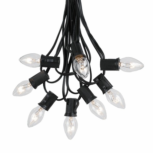 Novelty Lights 25 Feet C7 Clear Christmas String Light Set, Vintage Holiday  Hanging Light Set, Black Wire : Target