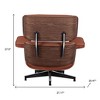 HomeRoots 27" Brown and Light Brown Tufted Genuine Leather Swivel Lounge Chair With Ottoman - 3 of 4