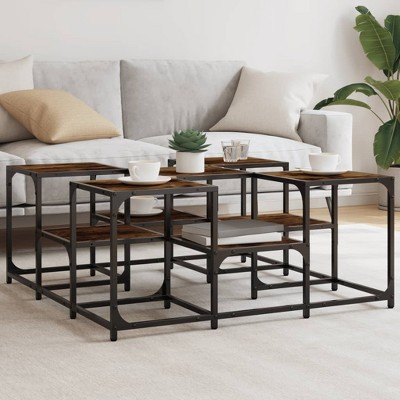 vidaXL Coffee Table Smoked Oak 35.8 in.x35.8 in.x15.7 in. Engineered Wood