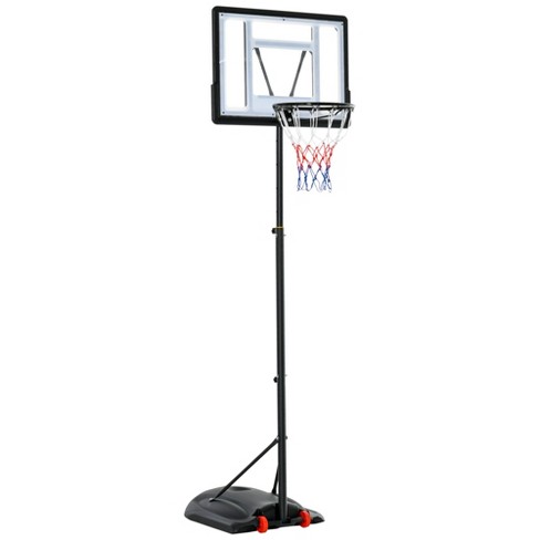 Basketball Hoop, Height Adjustable Pole with Roller Base, Black, 1