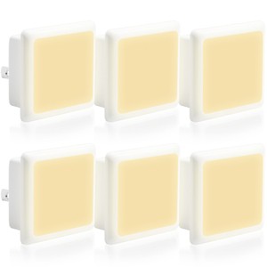 DORESshop 6-Pack 0.3W Plug-in Square Night Lights, Warm 3000K, White Housing, US Plug - 1 of 4