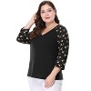 Agnes Orinda Women's Plus Size Top Raglan Floral Print V Neck 3/4 Sleeve Peasant Blouse - 3 of 4