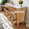 Bedroom Chest of Dresser Wood, 54" Drip Pattern Six-Drawer Chest with Faux Marble Top, Wide Wood Farmhouse Dresser, Drawer Storage Organizer - 2 of 4