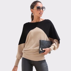 Women's Color Block Ribbed Knit Sweater - LASCANA - 1 of 4