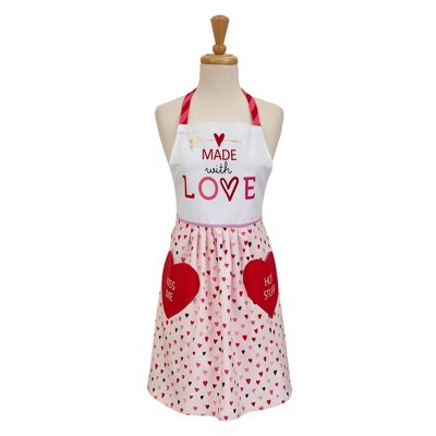 Cotton Made With Love Skirted Apron Red/Pink - Design Imports