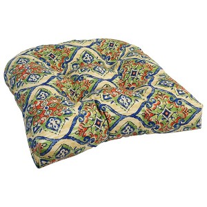 Blazing Needles, 19-inch U-Shaped Spun Polyester Outdoor Tufted Dining Chair Cushion - 1 of 2