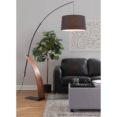 Robyn 67" Black and Walnut Arc Floor Lamp
