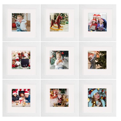 Golden State Art 6x6 Wood Picture Frame 0.84 Inch Thickness for 4x4 Picture - Pack of 9