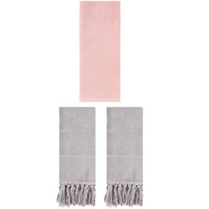 REGALWOVEN 3 Packs Cotton Soft Absorbent Tassels and Waffle Decorative Hand Towel - 1 of 4