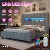 Bed Frame with LED Lights, Upholstered Platform Bed Frame with 51.2" Storage Headboard - 3 of 4