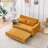 CAVINAS Pull-Out Sofa with 2 Plush Throw Pillows, Equipped with a Movable Tabletop and Usb Ports, Loveseat Sofa Bed with Adjustable Backrest -Yellow - 2 of 4