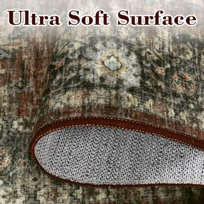 Vintage  Machine Washable Area Rugs Non slip Low Pile Stain Resistant  Indoor Traditional Carpet Perfect for Home Decor