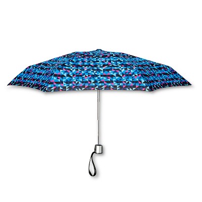 ShedRain Manual Compact Umbrella  - Blue Geo