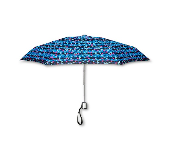 ShedRain Manual Compact Umbrella  - Blue Geo