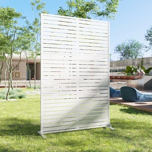 Wooakway 72"H 47"W 16"D Metal Outdoor Privacy Screen Freestanding Patio Decorative Screens - 1 of 4