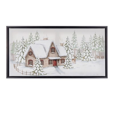 Melrose Framed Winter Scene Canvas Wall Art 25"L