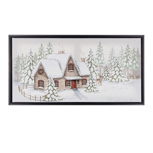 Framed Winter Scene Canvas Wall Art 25"L - 1 of 2