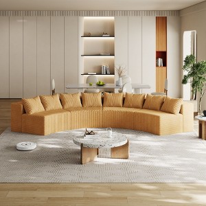 CAVINAS Curved Modular Sectional Sofa with 4 Seats,Symmetrical Semi Circular for Living Room,Modern Cloud Couch Sectional,2 Pillows per module,Yellow - 1 of 4