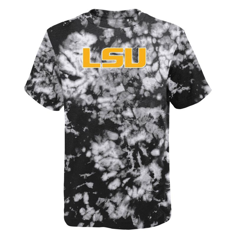 NCAA LSU Tigers Boys&#39; Black Tie Dye T-Shirt, 1 of 2