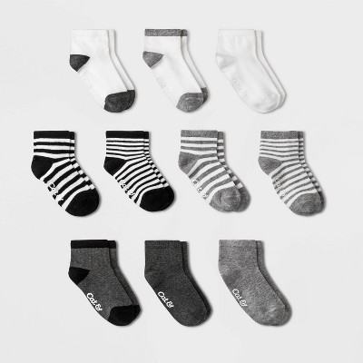 Toddler Boys&#39; 10pk Ankle Socks - Cat &#38; Jack&#8482; Black/Gray 2T-3T