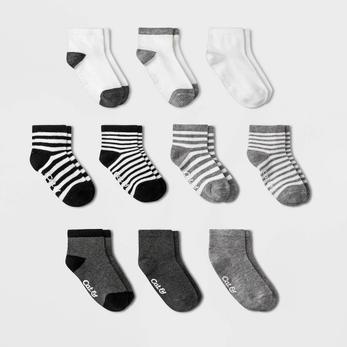 Girls' 10pk Lightweight Ankle Striped Socks - Cat & Jack™ M : Target