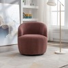 PAGED Modern Swivel Accent Chair, Barrel Sofa Chair with Metal Ring, Teddy Fabric Club Chair for Bedroom, Living Room Furniture - 2 of 4