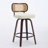 Mid Century Swivel Bar Stools Set of 2,Upholstered Faux Leather Counter Height Barstools with Rattan Back Bentwood Legs for Kitchen -Tanpinhause - 4 of 4