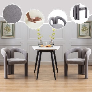 Lyngins 2-Pack Modern Accent Chair – Elephant Feet Design & Curved Back, Upholstered Dining Chair/Barrel Side Chair/Armchair for Living Room - 1 of 4