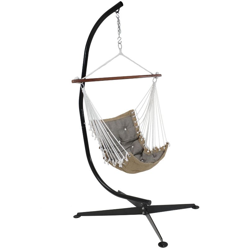 Sunnydaze Large Tufted Victorian Hammock Chair Swing with C-Stand - 300 lb Weight Capacity, 1 of 7