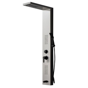 BWE 2-jet rain shower panel system with waterfall shower head and shower wand with LED light - 1 of 4