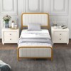Infans Twin Gold Metal Bed Frame Upholstered Platform Bed with Velvet Headboard - 4 of 4