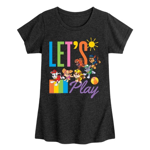 Girls' - Paw Patrol - Skye Rubble Marshall Zuma Everest Chase Let's Play Fitted Short Sleeve Graphic T-Shirt - image 1 of 4