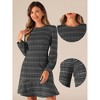 Allegra K Women's Tweed Vintage Casual Puff Sleeves Ruffle Hem Dress - 2 of 4