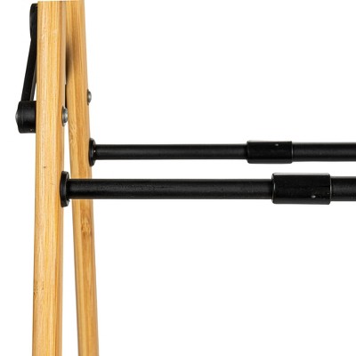 Natural Bamboo and Black Folding Clothes Drying Rack