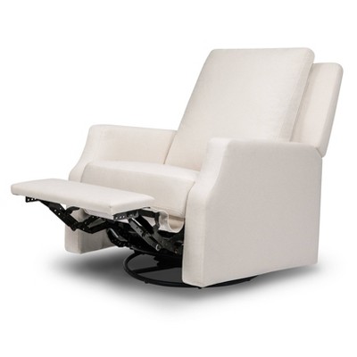 Cream Eco-Weave Swivel Recliner with Wood Base