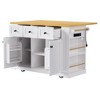 53" Rollaway Kitchen Island with Drop Leaf, Power Outlet, Storage, Side Racks, and 5 Casters - 2 of 3