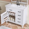 MAYEERTY 36" Bathroom Vanity Ceramic Sink Top Solid Wood MDF Poplar Cabinet Flip Drawers Adjustable Shelves Zinc Handles - 2 of 4