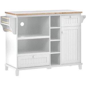 NicBex 2 Drawer Rolling Kitchen Island Cart with 1 Cabinet and 4 Open Shelves,Kitchen Island on Wheels with Racks,Microwave Cabinet for Kitchen - 1 of 4