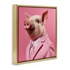 Stupell Industries Pink Pig Fashion Floating Frame Canvas Art, Gold, 18" x 18" - 2 of 4