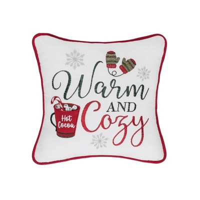 C&F Home 10" x 10" Warm and Cozy Cocoa Mug Christmas Pillow