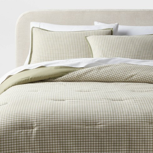 Full/queen Mini Gingham Comforter And Sham Set Moss Green - Threshold ...