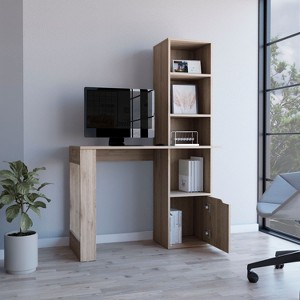 NicBex Bookcases for Living Room Modern 53.8" Tall 3 Shelves Double Door Cabinet Bookshelf Compact Design Bookcase for Small Spaces Office Home - 1 of 4