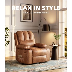 Rocker Recliner Chair,360° Swivel Recliner Chair with Massage and Heat for Adults,Manual Recliner Single Sofa Seat with Cup Holders for Living Room - 1 of 4