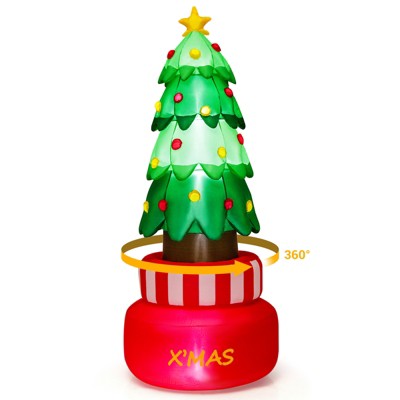 Tangkula 8FT Tall Christmas Inflatables LED Lighted Xmas Inflatable Rotating