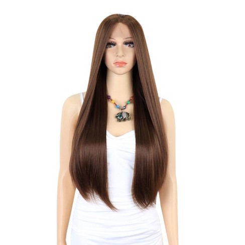 Unique Bargains Long Straight Hair Lace Front Wigs Women s With