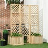 Outsunny Outdoor Privacy Screen with 4 Self-Draining Planters, 3 Hinged Privacy Panels for Hot Tub, Pool, Backyard, Deck - 2 of 4