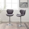Velvet Upholstered Adjustable Swivel Barstools Set of 2 with Footrest and Chrome Finish for Kitchen or Home Bar - 3 of 4