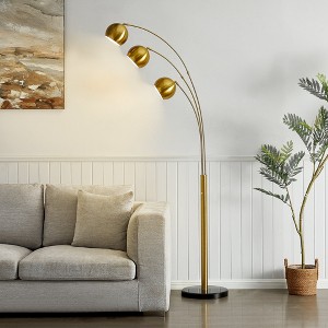 GTCLIGHTING 3 Lights Arc Floor Lamps for Living Room,85" Gold Modern Tall Standing Lamp with Rotary Switch&Heavy Base for Bedroom Office - 1 of 4